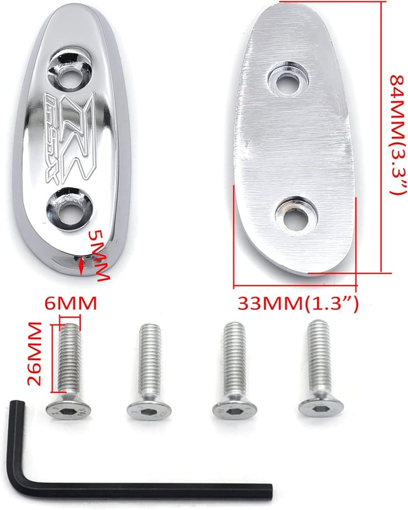 HASkulle Motorcycle Parts Mirror Block Accessories Brackets Off Base Plates for Suzuki GSXR 600 750 1000 GSX-R 2001-2004, Chromed - Image 3